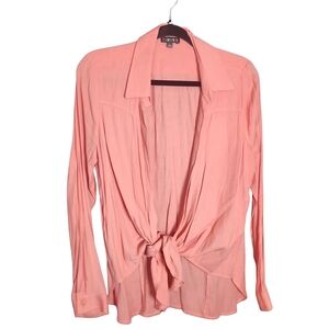 Women's Pink Tie-Front Blouse